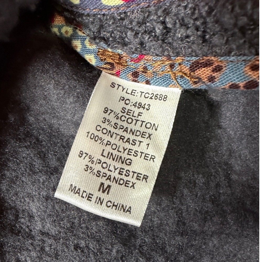 GIGIO USA Patchwork Quilted Sherpa Jacket – Cottagecore Boho Button Front Size M - Picture 5 of 10